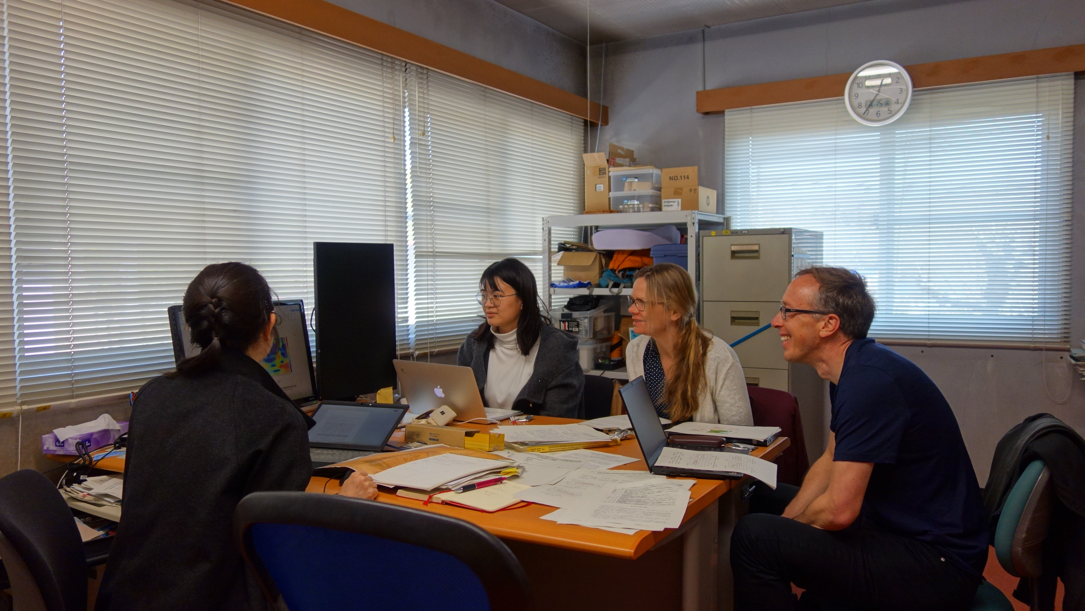 Discussion about the data and model results with Japanese colleagues (Credit: Ilja van Meerveld).